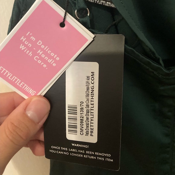 NWT Petite emerald green strappy satin cowl midi dress pretty little thing PLT - Picture 8 of 10